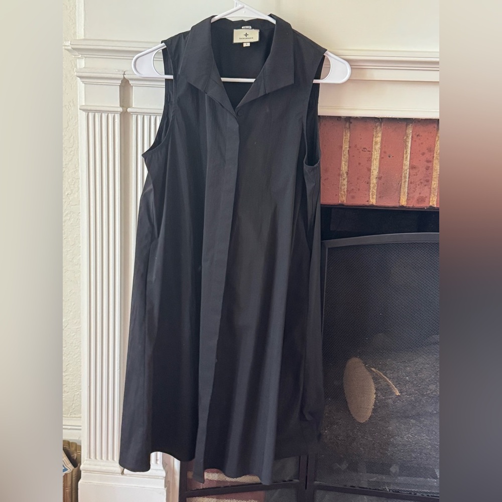 Tuckernuck Women's Black Cotton Poplin Sleeveless Charlie Shirt Dress